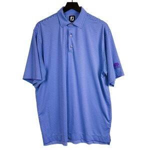 FJ FootJoy Mens Golf Polo Shirt Stripe Blue Purple Belfair Country Club - L